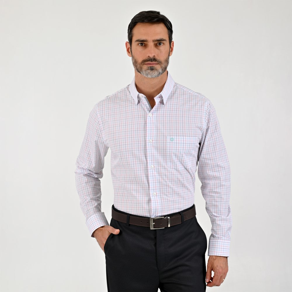 Camisa Sansabelt Para Caballero Manga Larga Regular Fit 8063 Blanco