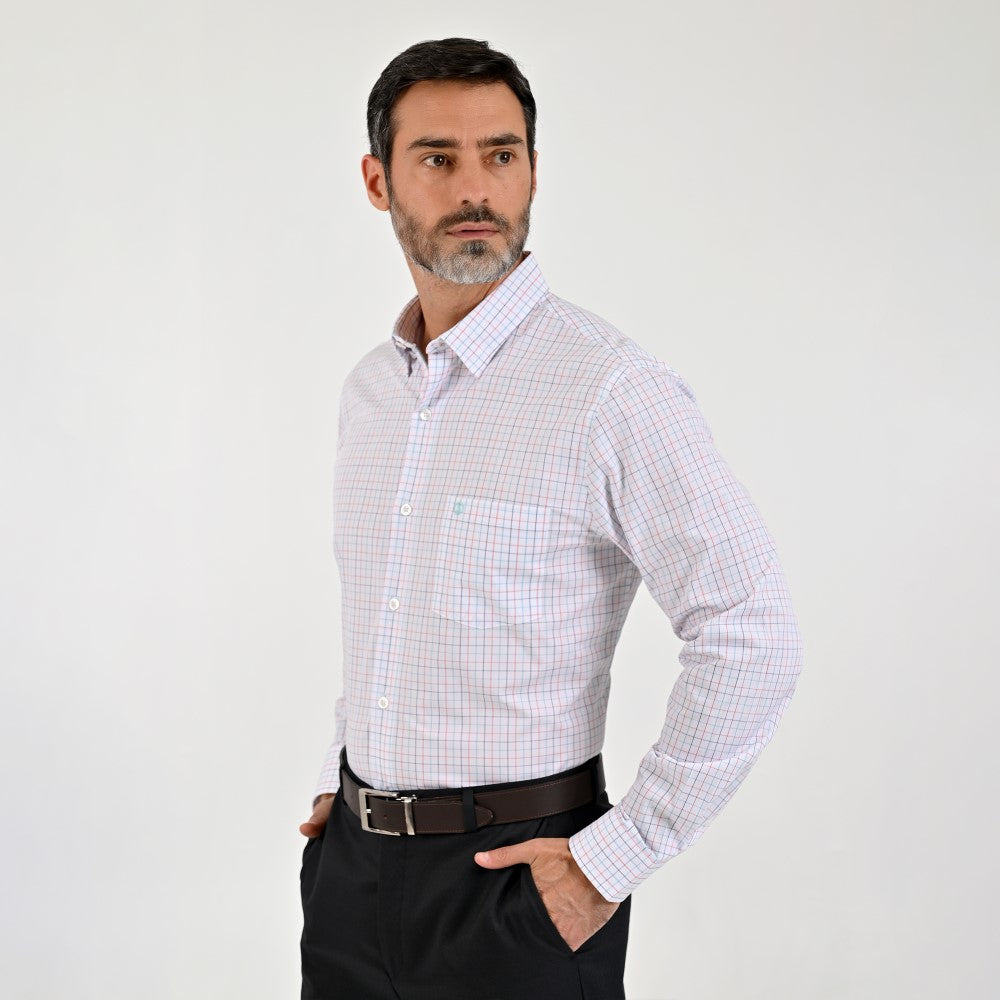 Camisa Sansabelt Para Caballero Manga Larga Regular Fit 8063 Blanco