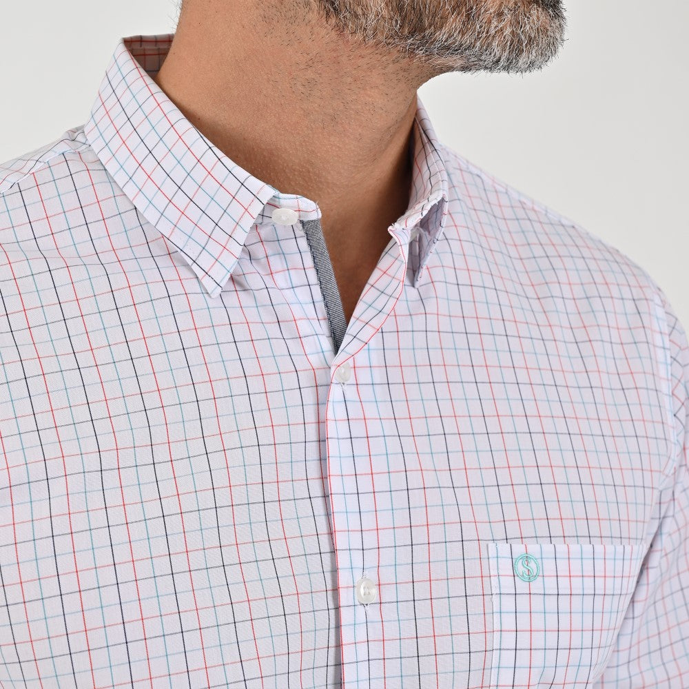 Camisa Sansabelt Para Caballero Manga Larga Regular Fit 8063 Blanco