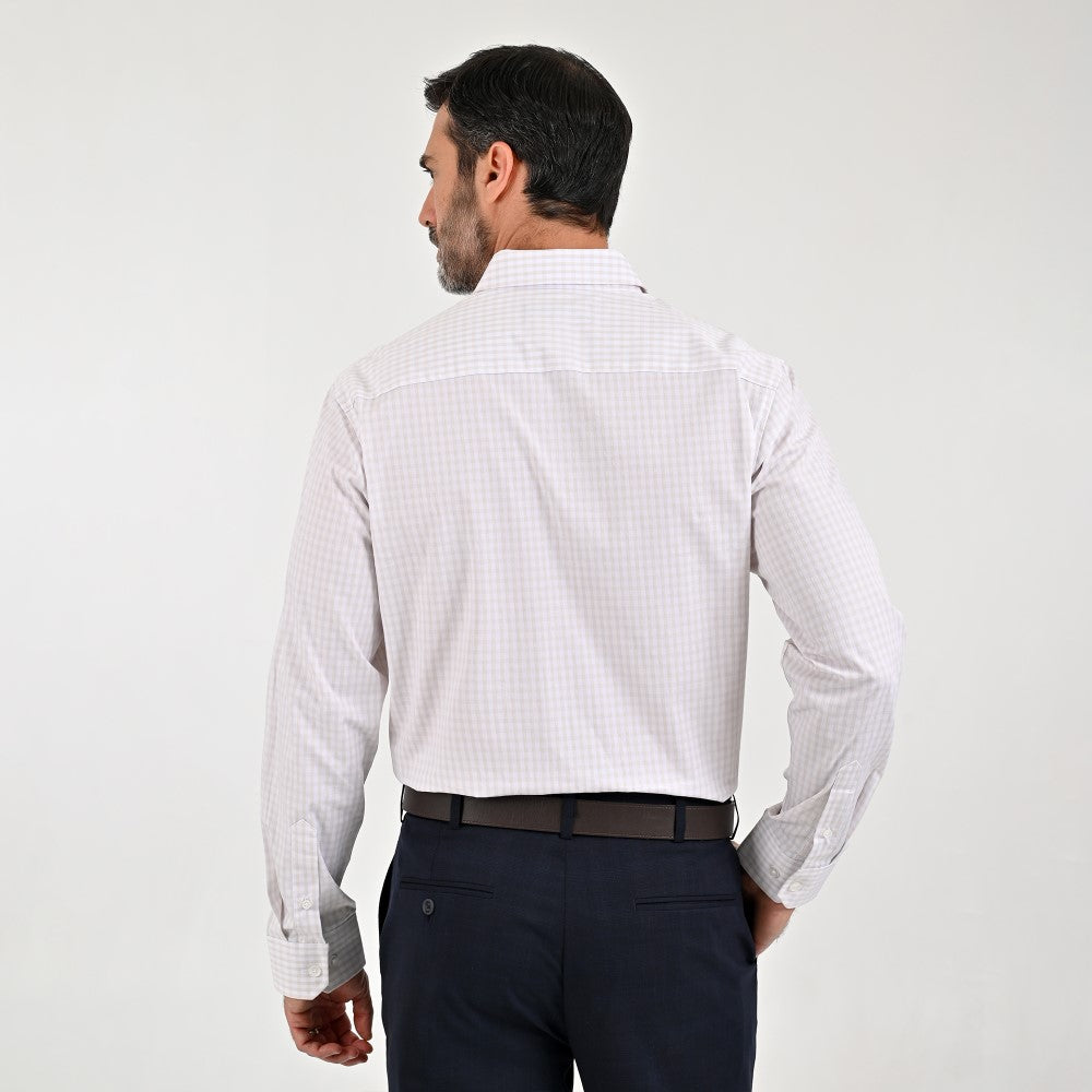 Camisa Sansabelt Para Caballero Manga Larga Regular Fit 8067 Beige