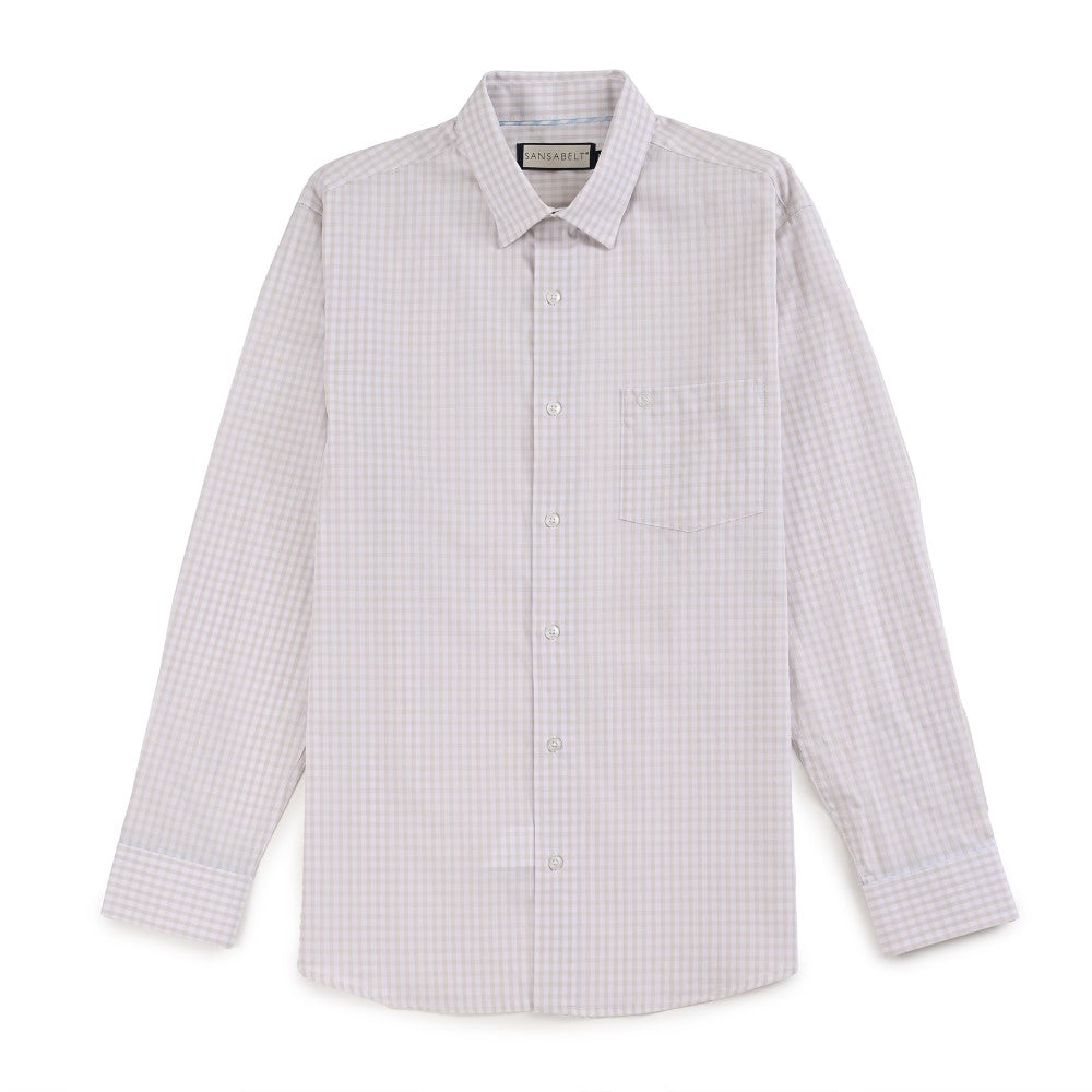 Camisa Sansabelt Para Caballero Manga Larga Regular Fit 8067 Beige