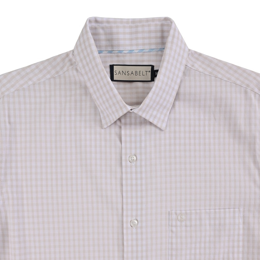 Camisa Sansabelt Para Caballero Manga Larga Regular Fit 8067 Beige