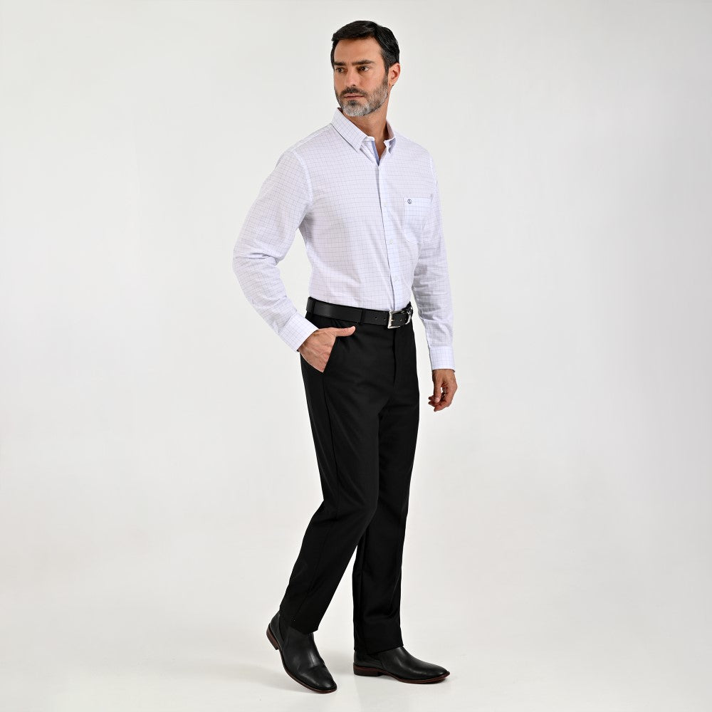 Camisa Sansabelt Para Caballero Manga Larga Regular Fit 8068 Blanco