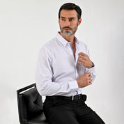 Camisa Sansabelt Para Caballero Manga Larga Regular Fit 8068 Blanco