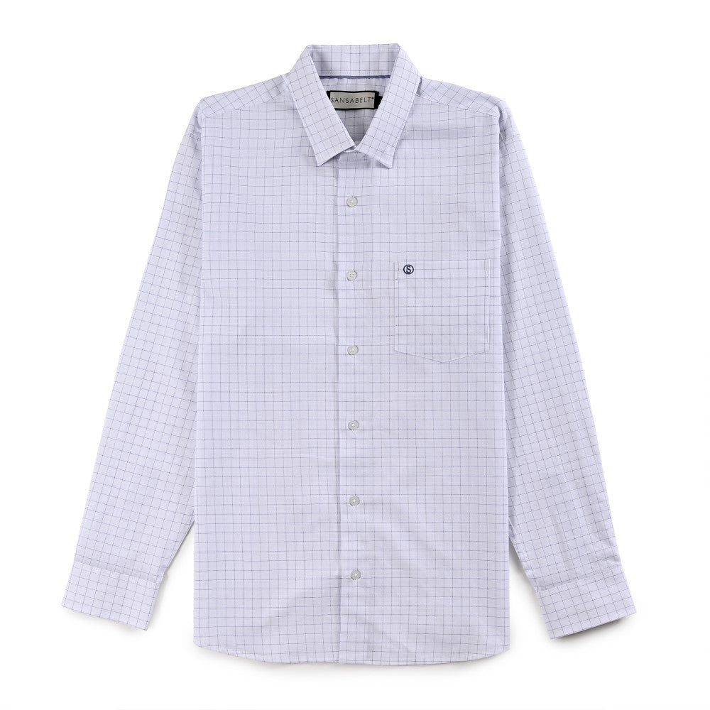 Camisa Sansabelt Para Caballero Manga Larga Regular Fit 8068 Blanco