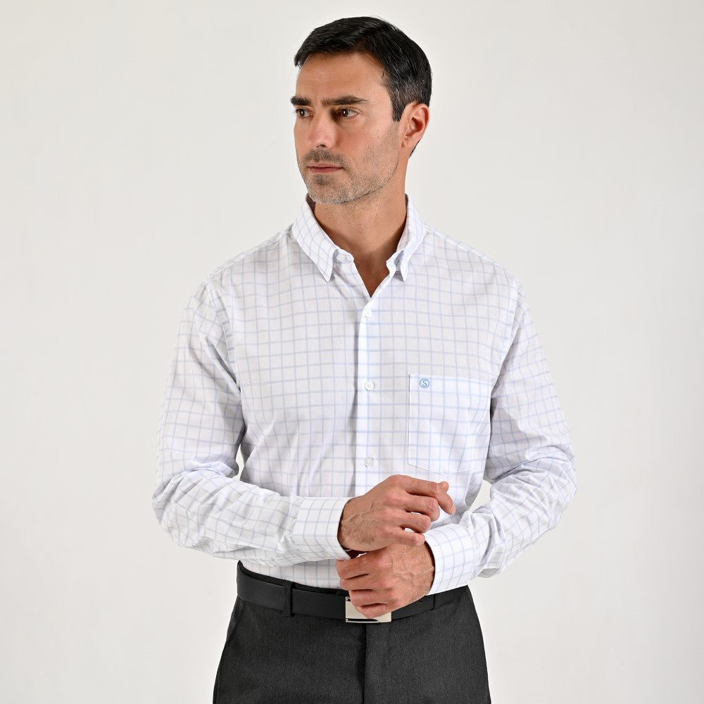 Camisa de vestir Sansabelt Regular Fit Manga larga 7568 Blanco