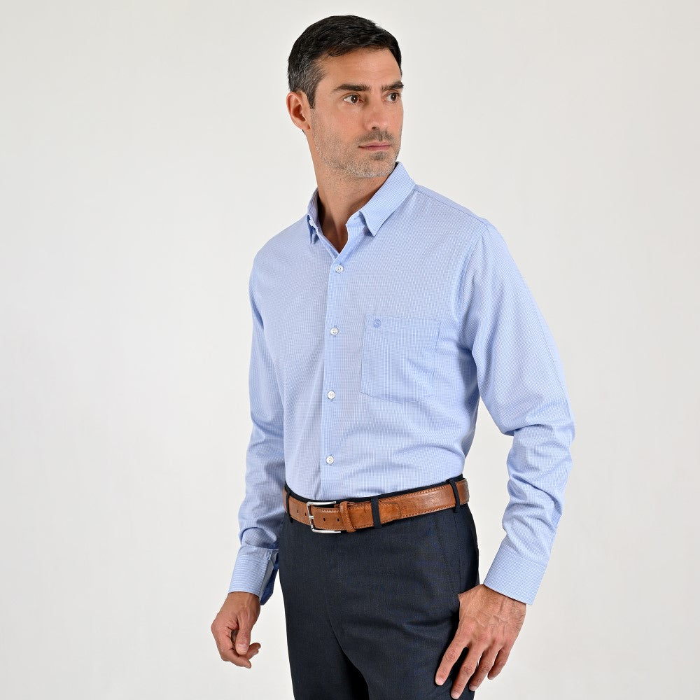 Camisa de vestir Sansabelt Regular Fit Manga larga 7570 Azul