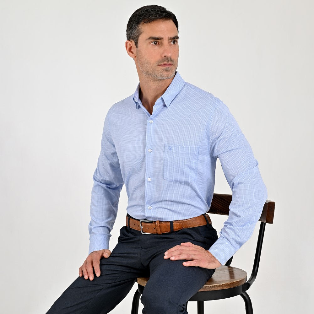 Camisa de vestir Sansabelt Regular Fit Manga larga 7570 Azul