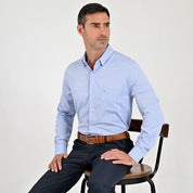 Camisa de vestir Sansabelt Regular Fit Manga larga 7570 Azul