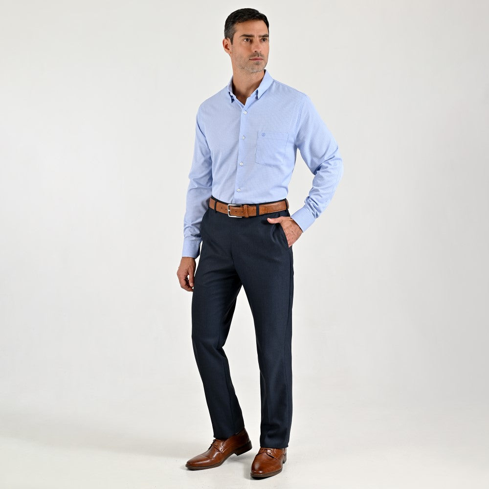 Camisa de vestir Sansabelt Regular Fit Manga larga 7570 Azul