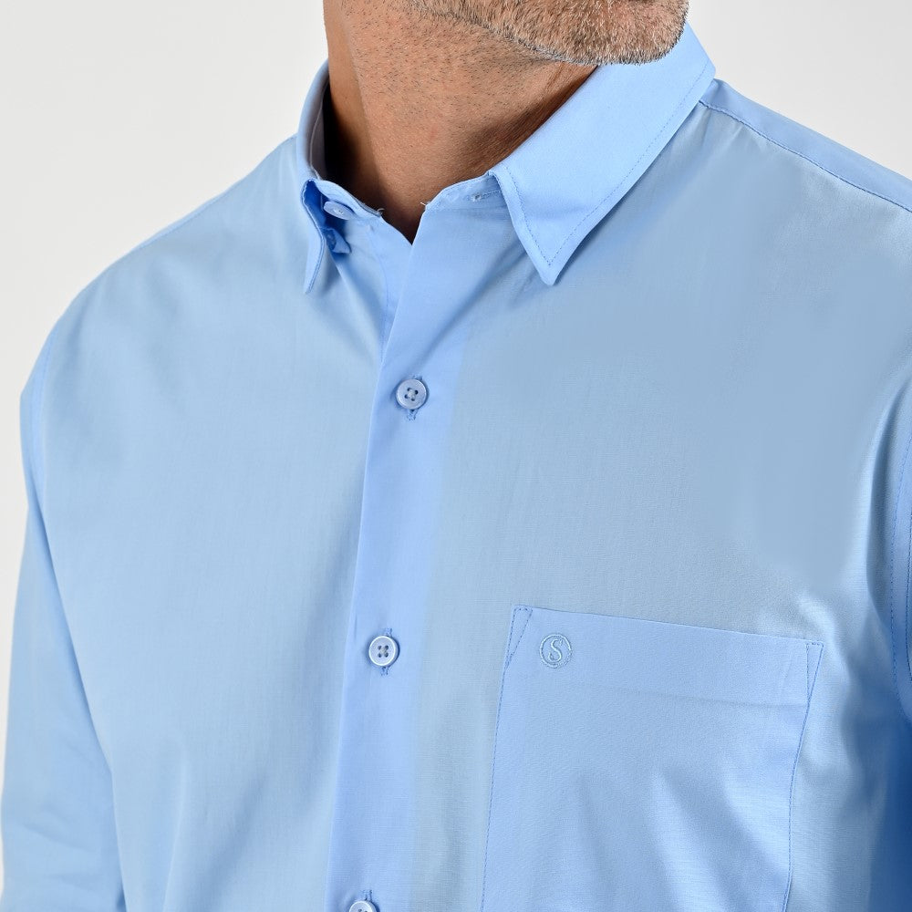 Camisa de vestir Sansabelt Regular Fit Manga larga 6036 Azul