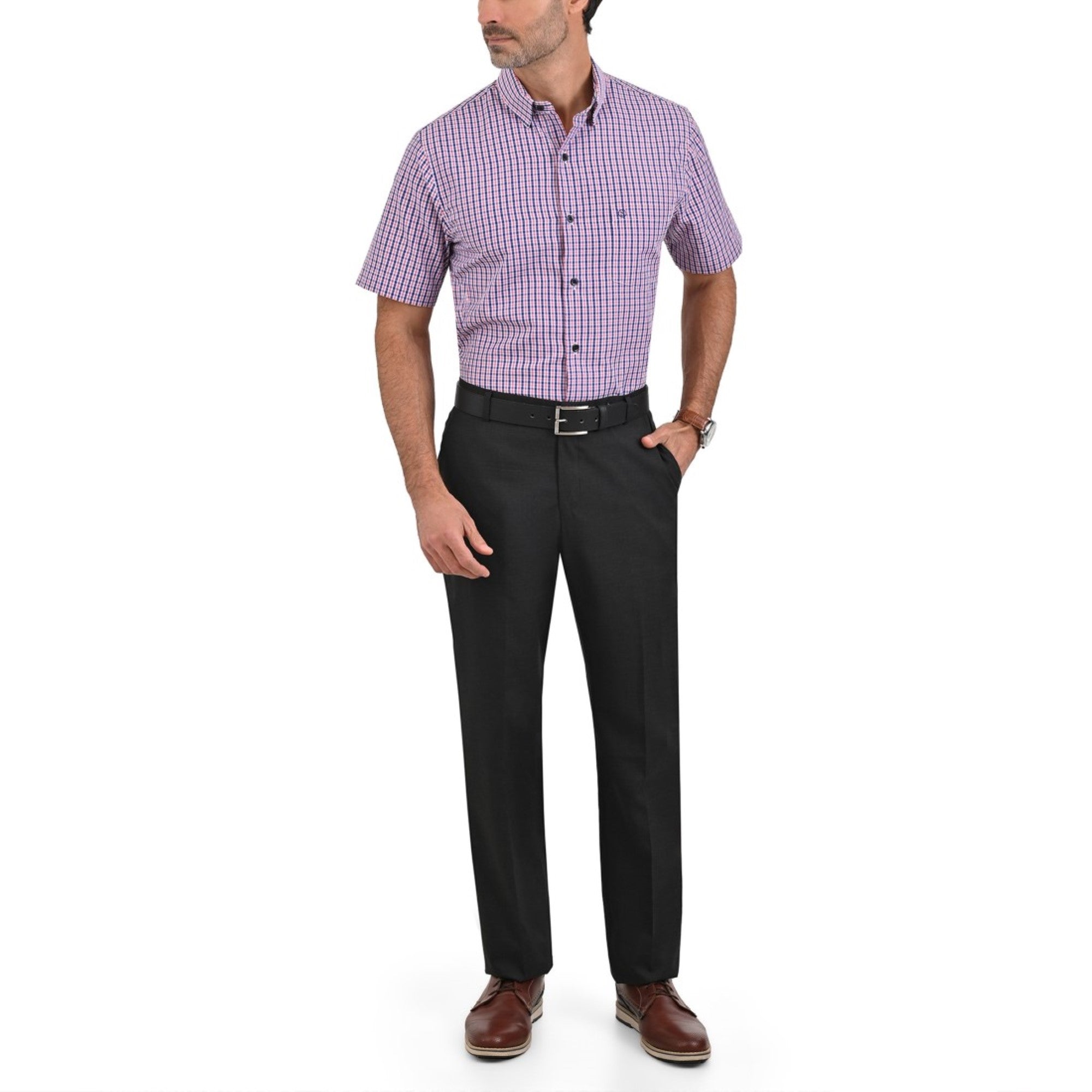 Camisa Sansabelt Regular Fit Botón Oculto 3805 Rojo