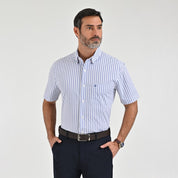 Camisa Sansabelt Para Caballero Manga Corta Regular Fit 8053 Azul Zafiro