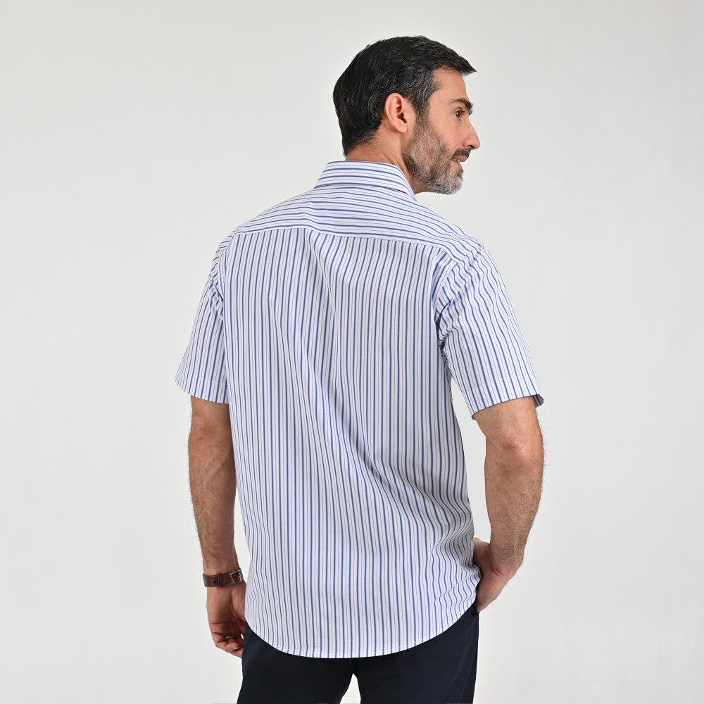 Camisa Sansabelt Para Caballero Manga Corta Regular Fit 8053 Azul Zafiro
