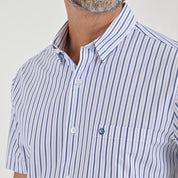 Camisa Sansabelt Para Caballero Manga Corta Regular Fit 8053 Azul Zafiro