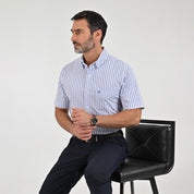 Camisa Sansabelt Para Caballero Manga Corta Regular Fit 8053 Azul Zafiro