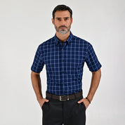 Camisa Sansabelt Para Caballero Manga Corta Regular Fit 8054 Azul Marino