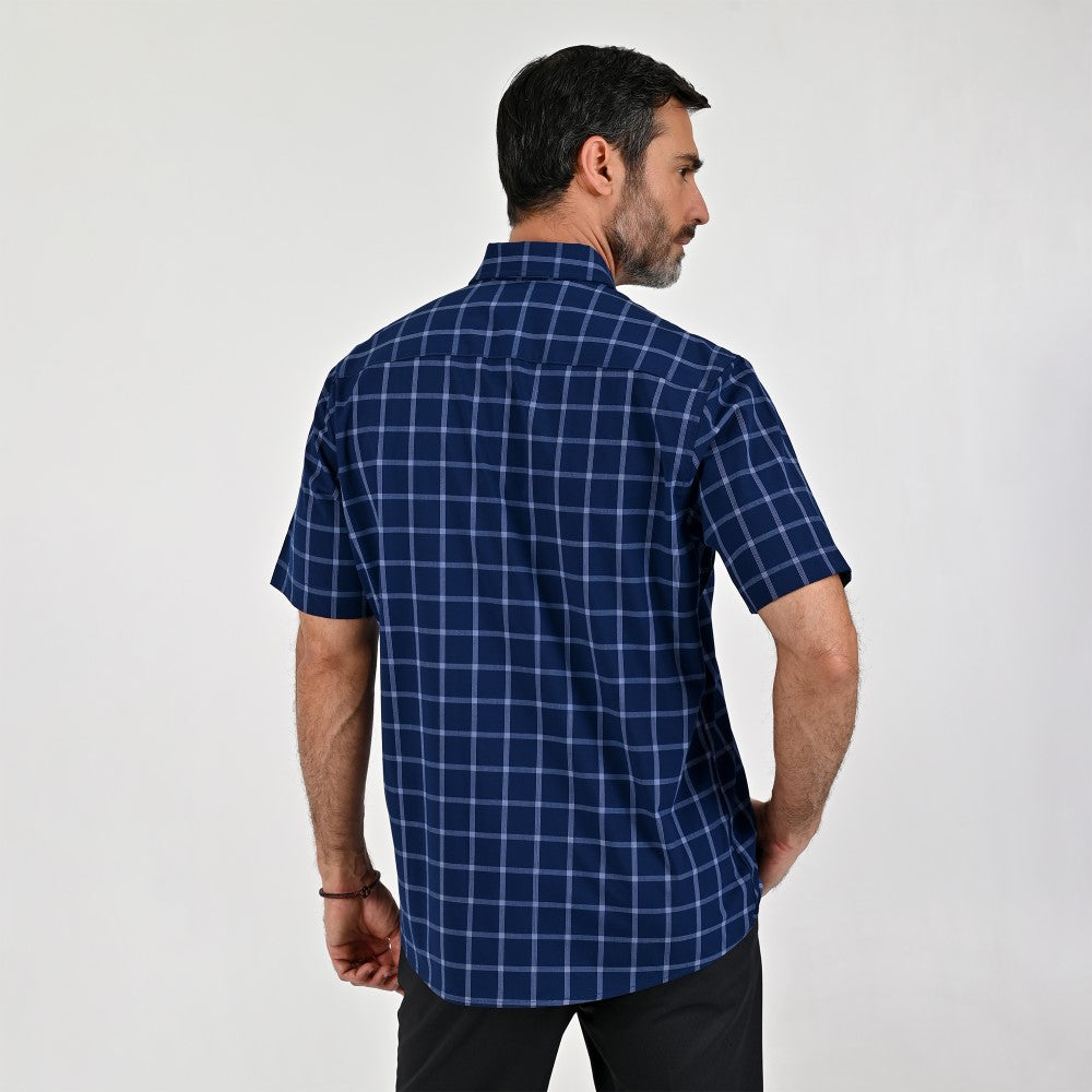 Camisa Sansabelt Para Caballero Manga Corta Regular Fit 8054 Azul Marino