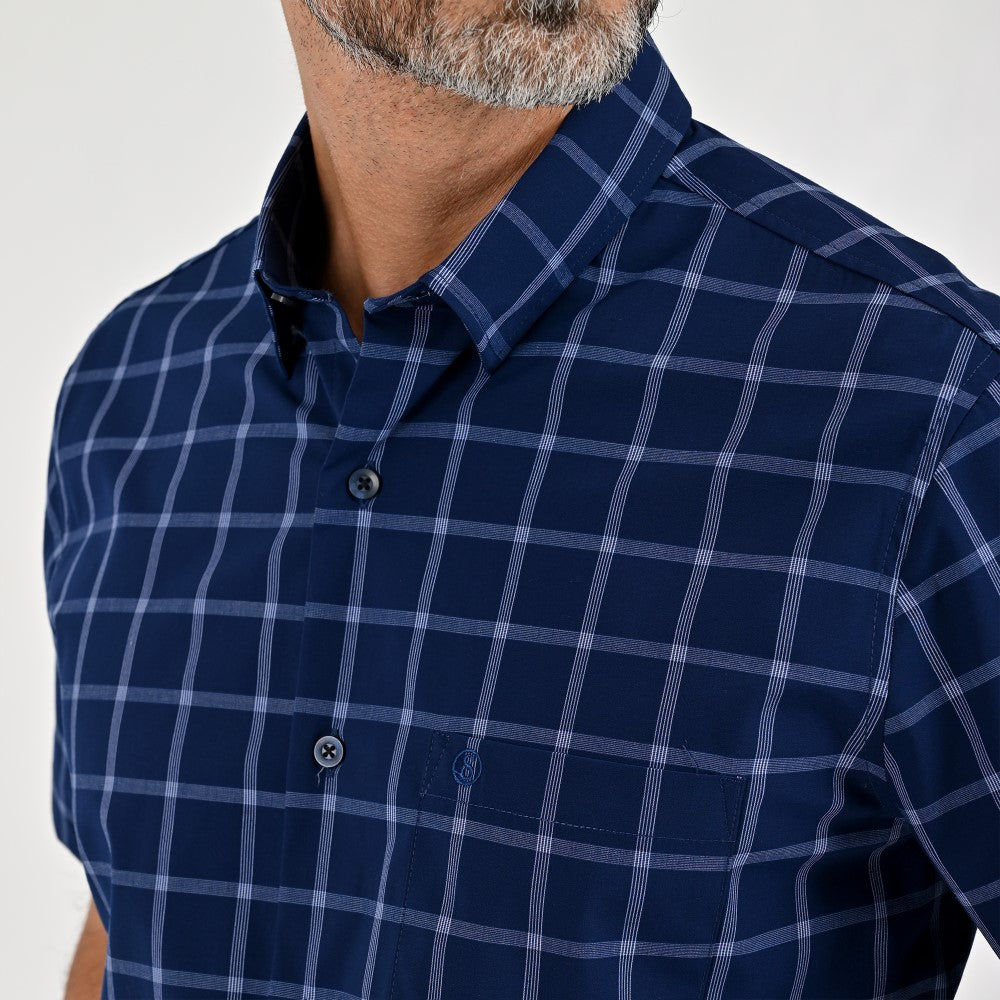 Camisa Sansabelt Para Caballero Manga Corta Regular Fit 8054 Azul Marino