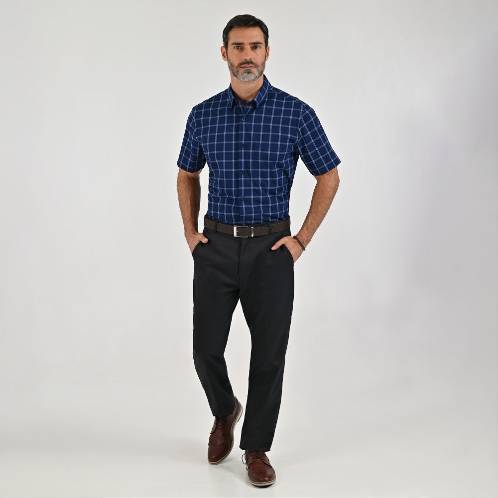 Camisa Sansabelt Para Caballero Manga Corta Regular Fit 8054 Azul Marino