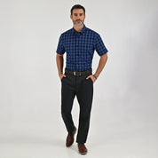 Camisa Sansabelt Para Caballero Manga Corta Regular Fit 8054 Azul Marino