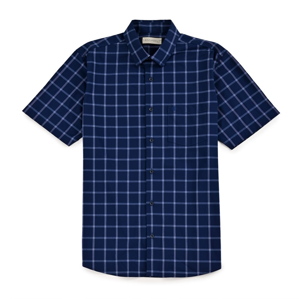 Camisa Sansabelt Para Caballero Manga Corta Regular Fit 8054 Azul Marino