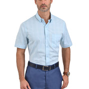 Camisa Sansabelt Regular Fit Botón Oculto 3804 Azul Turqueza