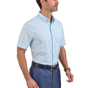 Camisa Sansabelt Regular Fit Botón Oculto 3804 Azul Turqueza