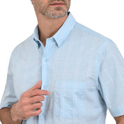 Camisa Sansabelt Regular Fit Botón Oculto 3804 Azul Turqueza