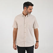 Camisa Sansabelt Para Caballero Manga Corta Regular Fit 7665 Beige