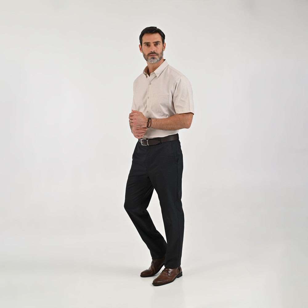 Camisa Sansabelt Para Caballero Manga Corta Regular Fit 7665 Beige