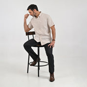 Camisa Sansabelt Para Caballero Manga Corta Regular Fit 7665 Beige