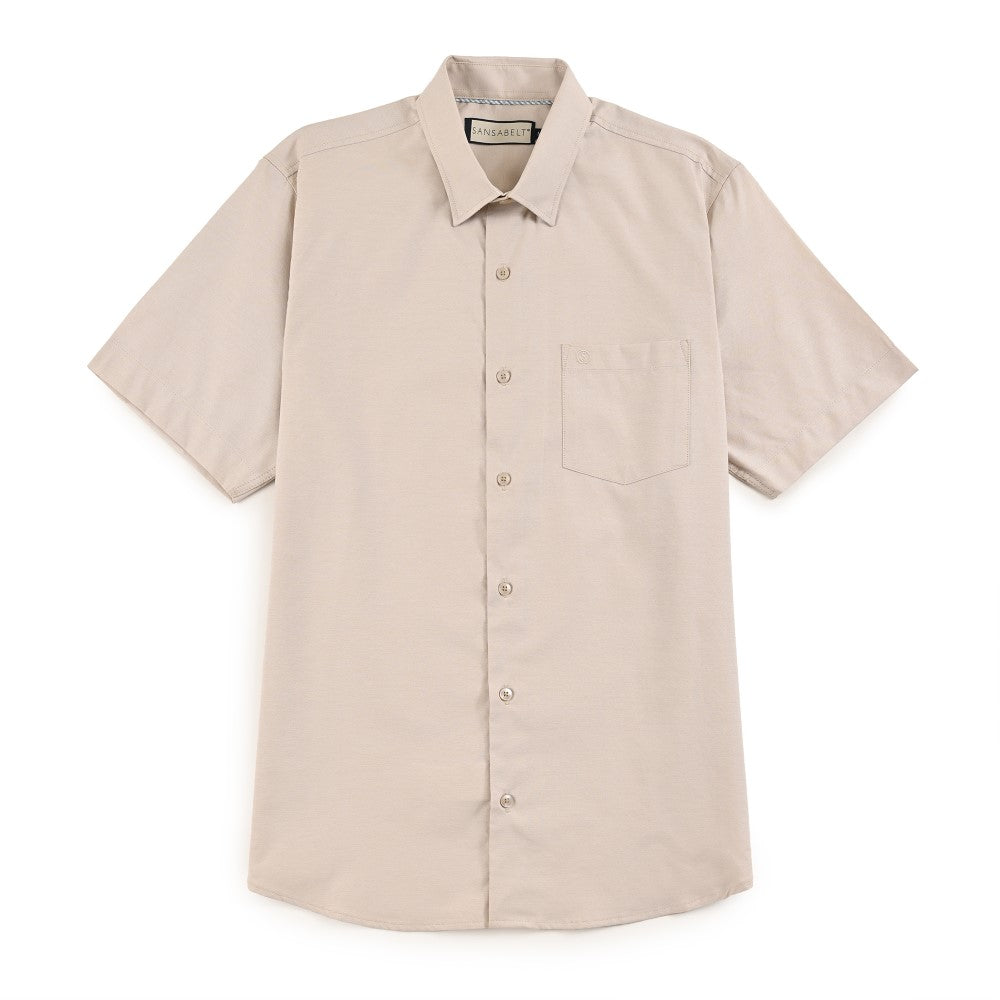 Camisa Sansabelt Para Caballero Manga Corta Regular Fit 7665 Beige