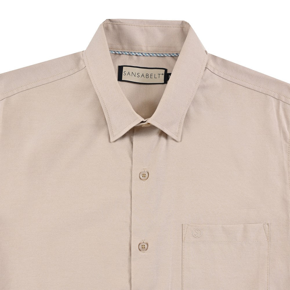 Camisa Sansabelt Para Caballero Manga Corta Regular Fit 7665 Beige