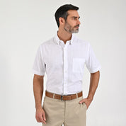 Camisa Sansabelt Para Caballero Manga Corta Regular Fit 8049 Blanco