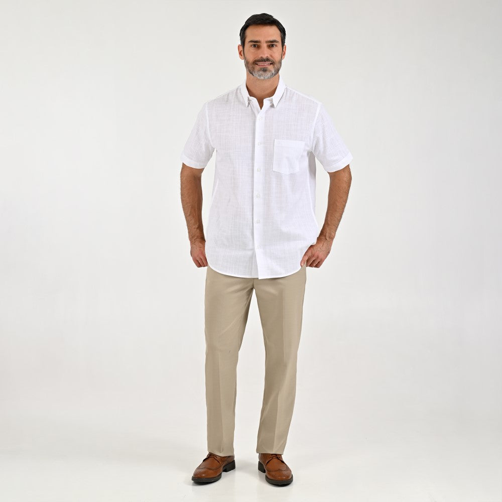 Camisa Sansabelt Para Caballero Manga Corta Regular Fit 8049 Blanco