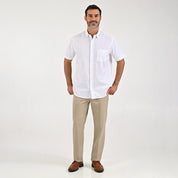 Camisa Sansabelt Para Caballero Manga Corta Regular Fit 8049 Blanco