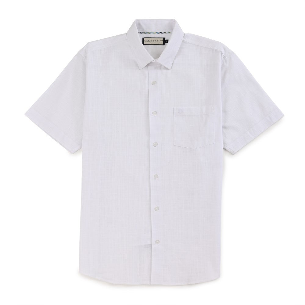 Camisa Sansabelt Para Caballero Manga Corta Regular Fit 8049 Blanco