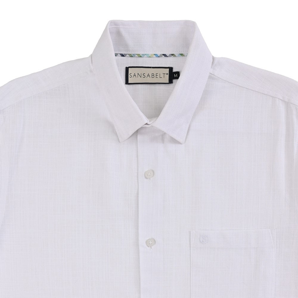 Camisa Sansabelt Para Caballero Manga Corta Regular Fit 8049 Blanco