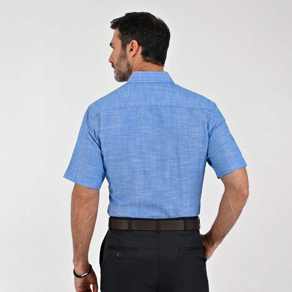 Camisa Sansabelt Para Caballero Manga Corta Regular Fit 8049 Azul Rey