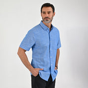 Camisa Sansabelt Para Caballero Manga Corta Regular Fit 8049 Azul Rey