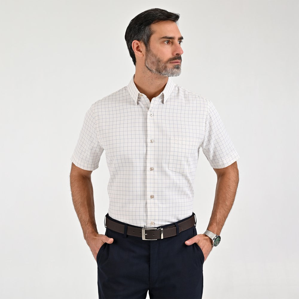 Camisa Sansabelt Para Caballero Manga Corta Regular Fit 8051 Beige