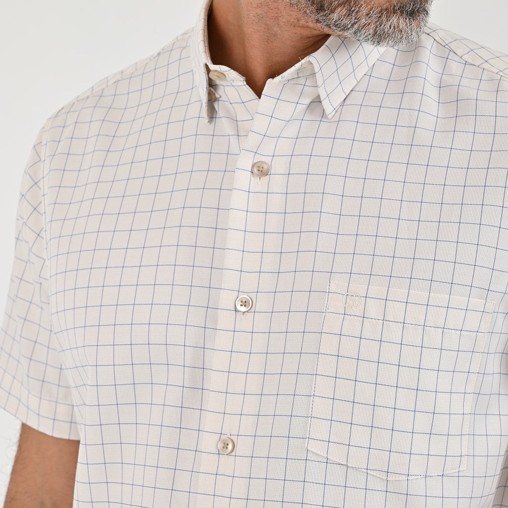 Camisa Sansabelt Para Caballero Manga Corta Regular Fit 8051 Beige