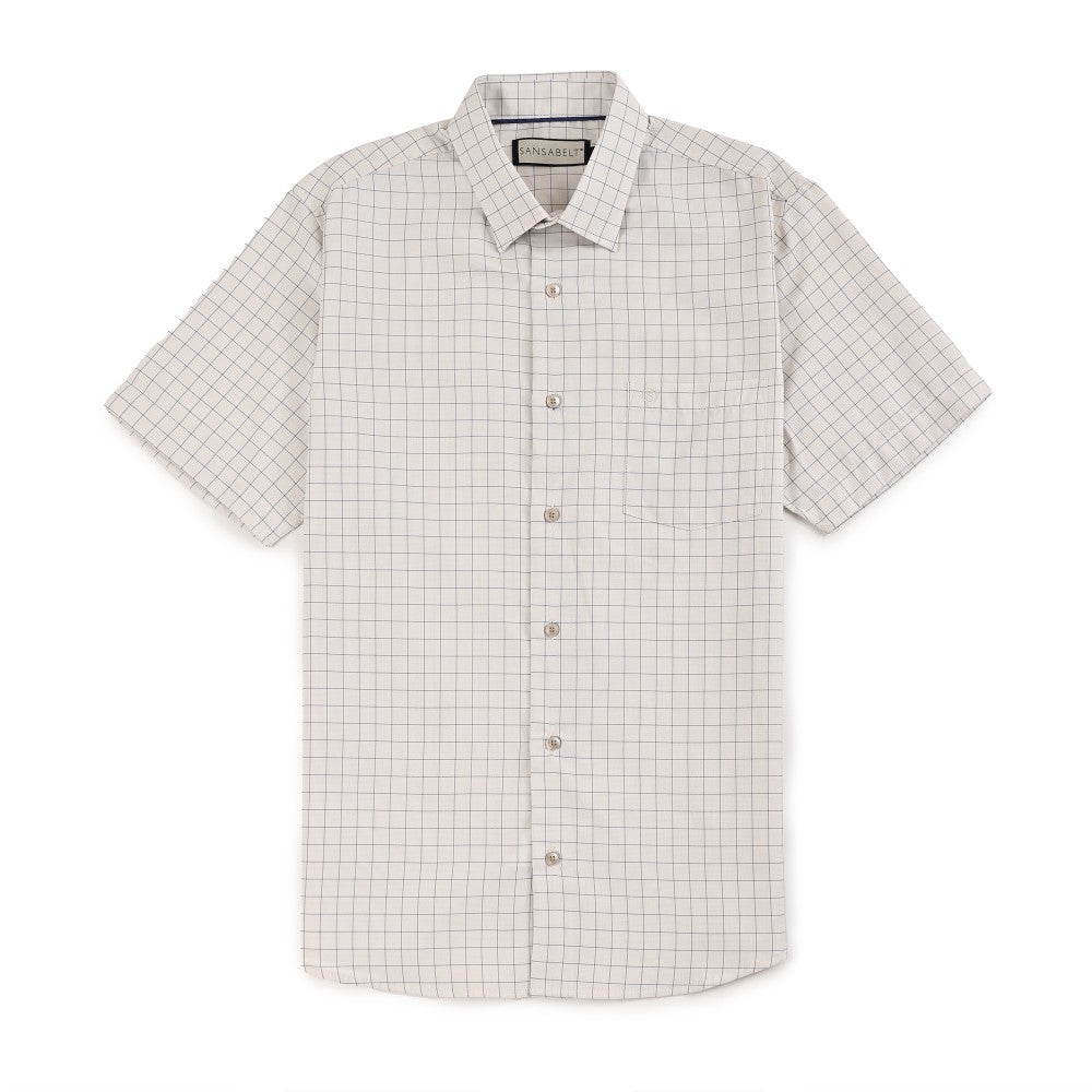 Camisa Sansabelt Para Caballero Manga Corta Regular Fit 8051 Beige