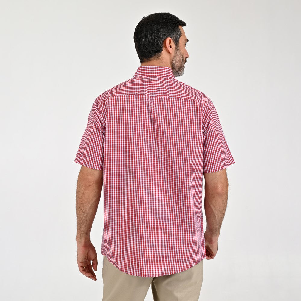 Camisa Sansabelt Para Caballero Manga Corta Regular Fit 8055 Rojo