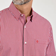 Camisa Sansabelt Para Caballero Manga Corta Regular Fit 8055 Rojo