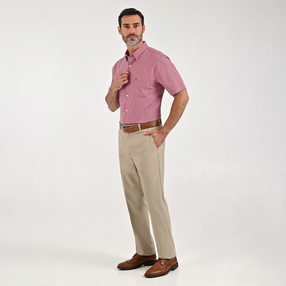 Camisa Sansabelt Para Caballero Manga Corta Regular Fit 8055 Rojo