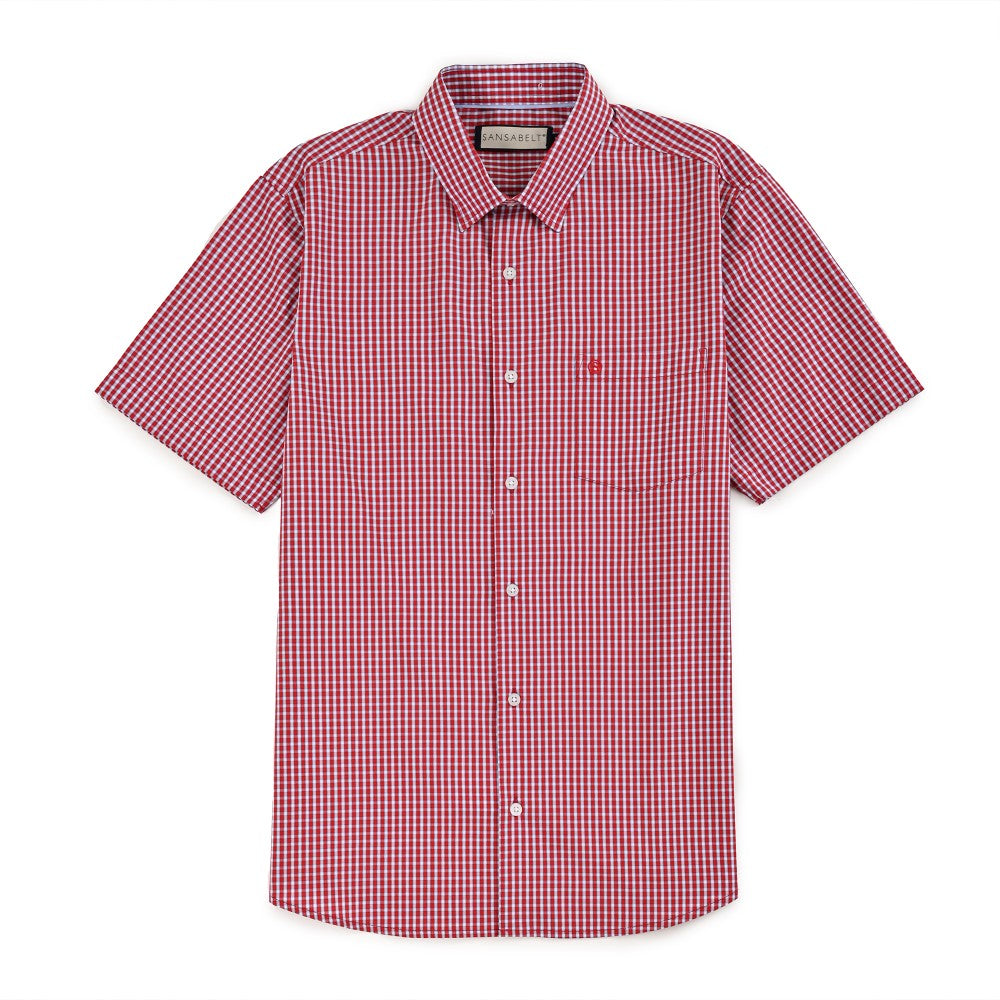 Camisa Sansabelt Para Caballero Manga Corta Regular Fit 8055 Rojo