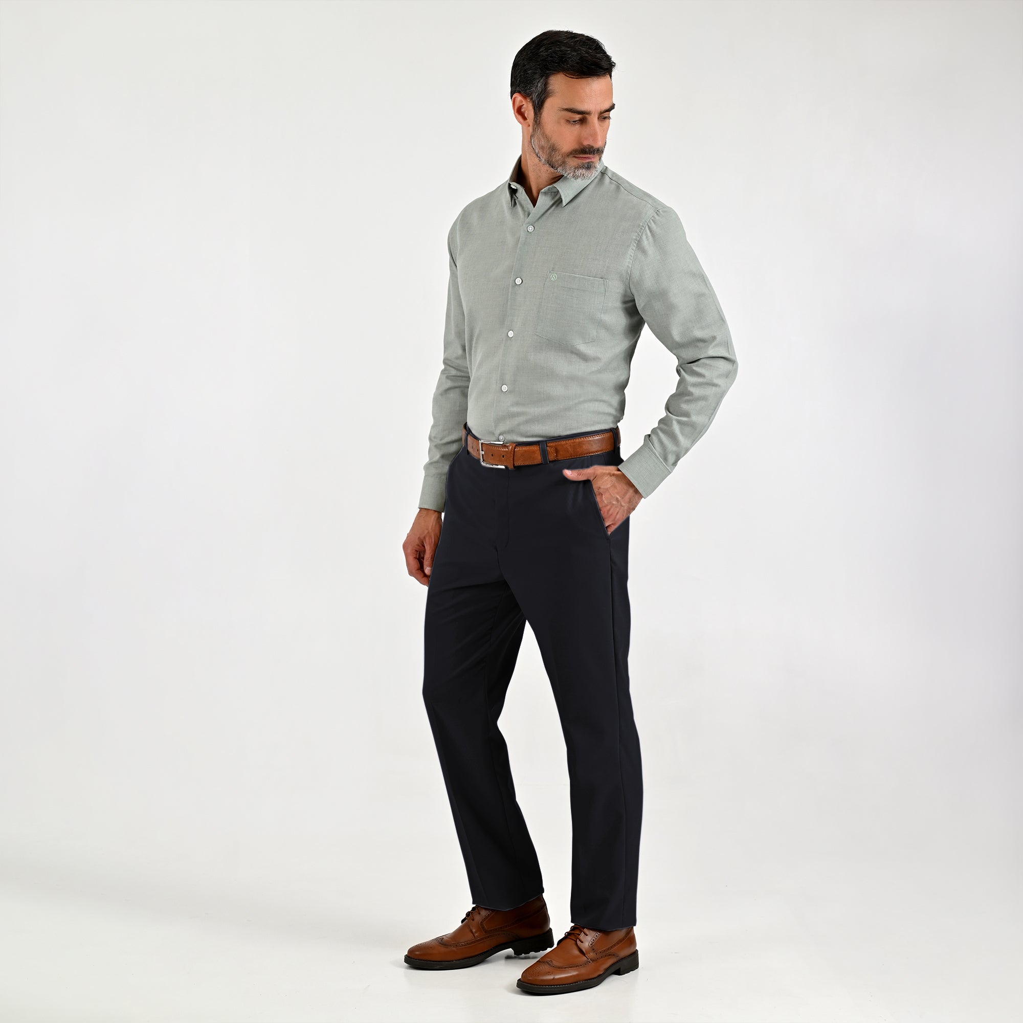 Pantalón Sansabelt Para Caballero Slim Fit 8228 Azul Marino