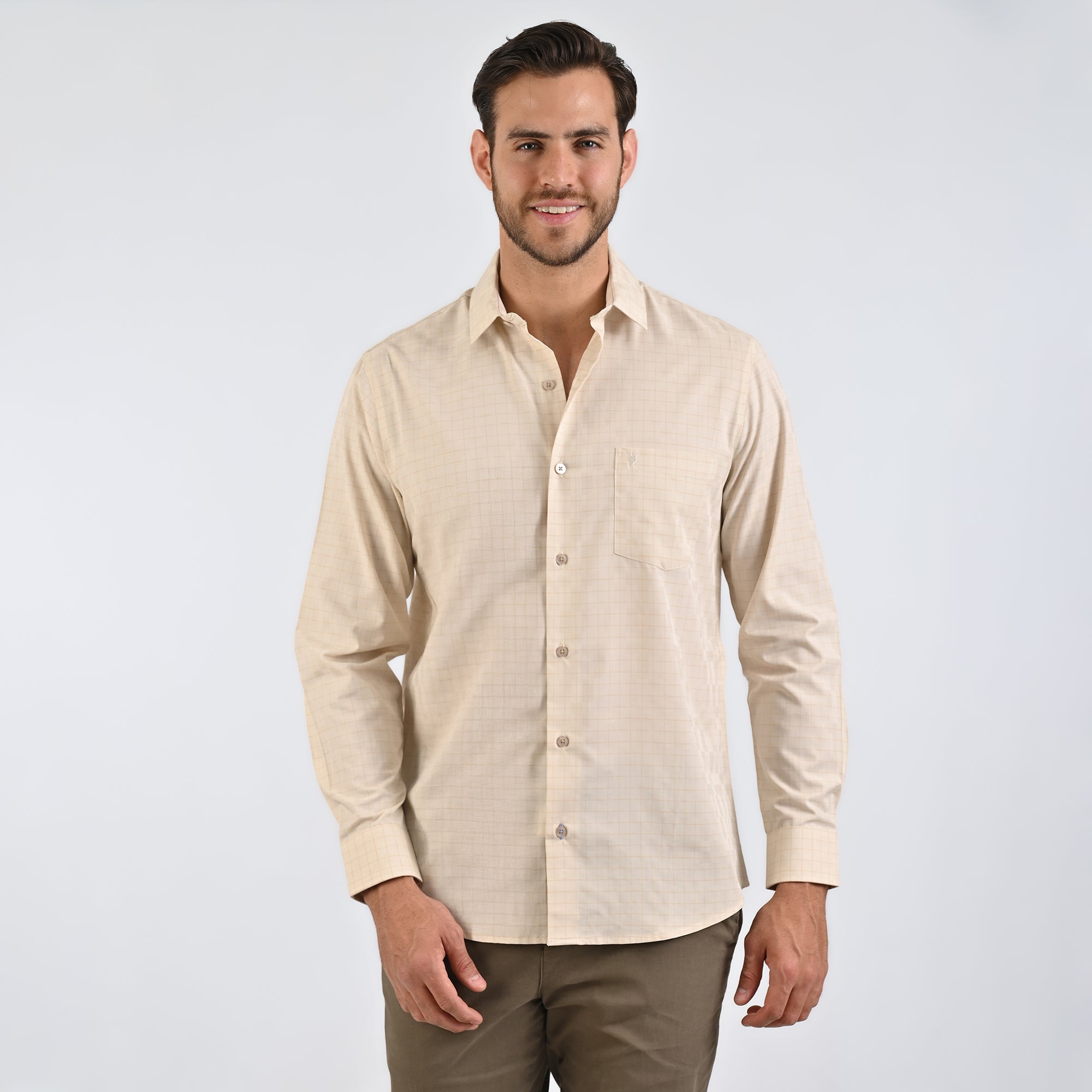 Camisa Yale Para Caballero Manga Larga Regular Fit 4930 Kaki
